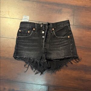Levi's Black Frayed Jean Shorts